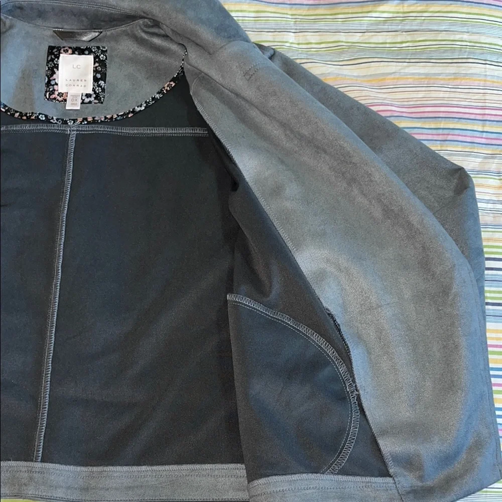 Blue Gray Faux Suede Women's Moto Jacket‎ Lauren Conrad